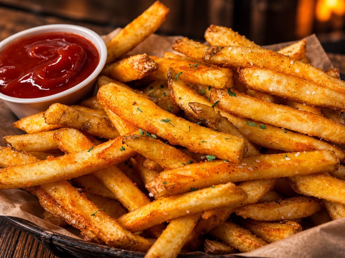 Brewers Fries — crispy house-seasoned fries served golden with ketchup at Stage Stop, Colorado Springs